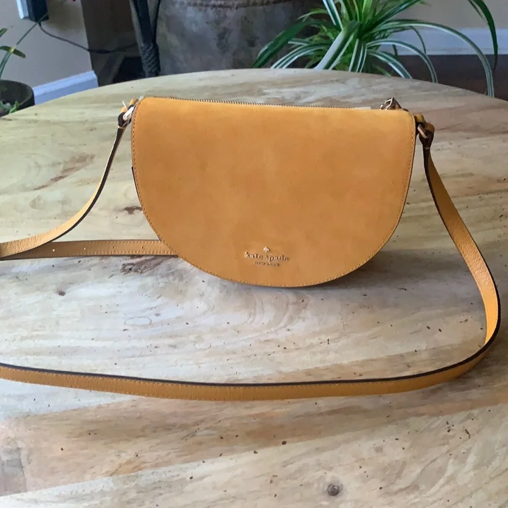 KATE SPADE Luna Crescent Suede and Leather mix Crossbody bag - - Picture 3 of 11